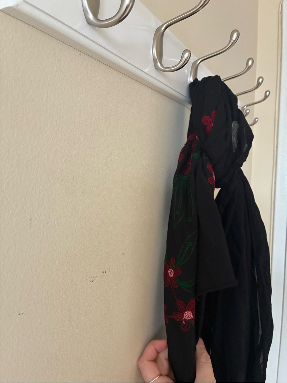 Juicy Couture black embroidered floral scarf - Picture 4 of 7